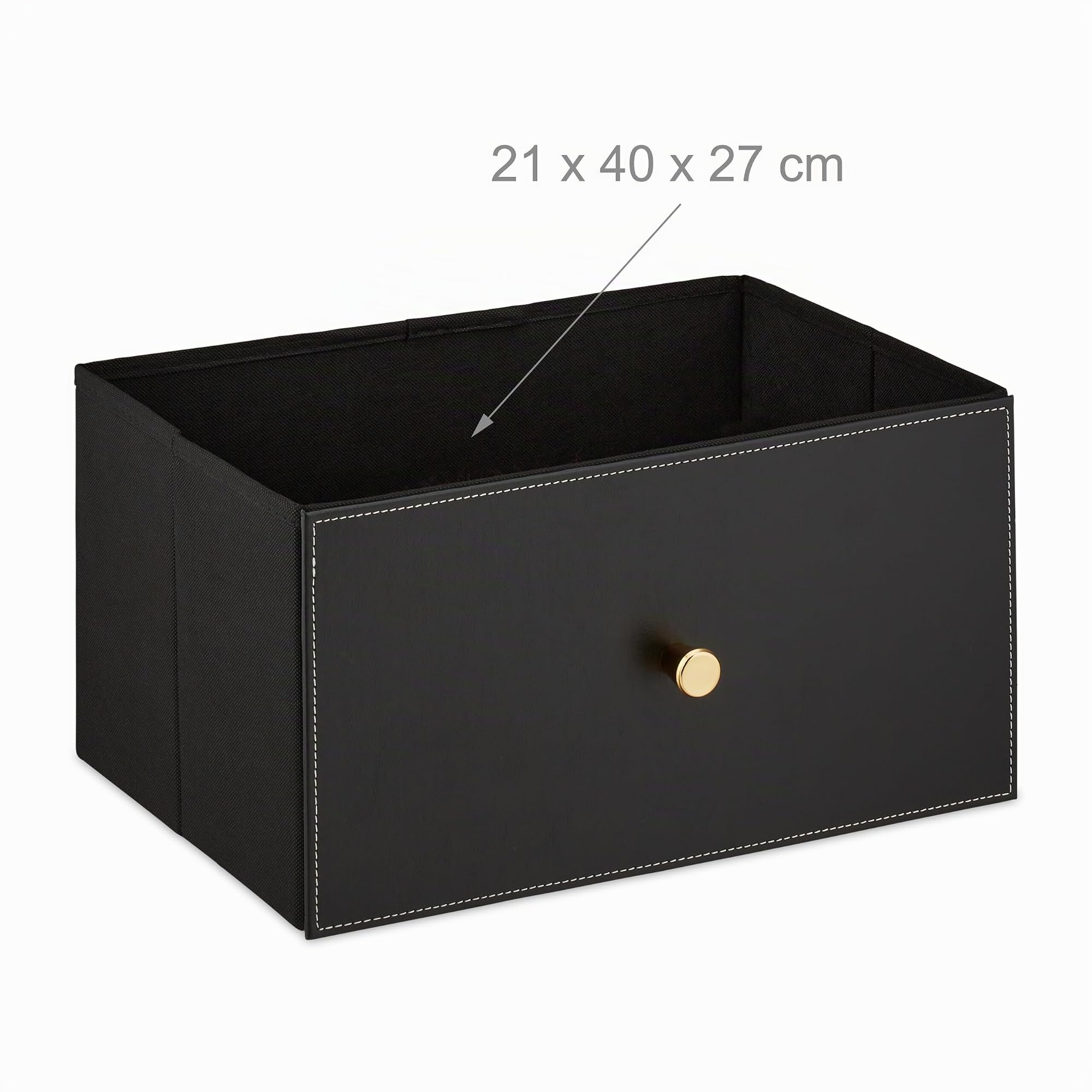 Relaxdays Cassettiera Camera da Letto, 98,5 x 46 x 30 cm, Mobile con 4 Cassetti, Comò in Stoffa e Acciaio, Nero Dorato