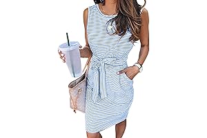 Womens Summer Sleeveless Striped T Shirt Dress