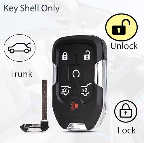 Miniatura 4 de Funda de llavero de reemplazo Compatible con Chevy Suburban Tahoe GMC Yukon 2015 2016 2017 2018 2019 2020 Entrada sin llave Control remoto