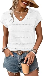 WIHOLL Short Sleeve Sweater for Women V Neck Trendy Summer Tops 2026 Spring Fashion Clothing Business Casual Outfits