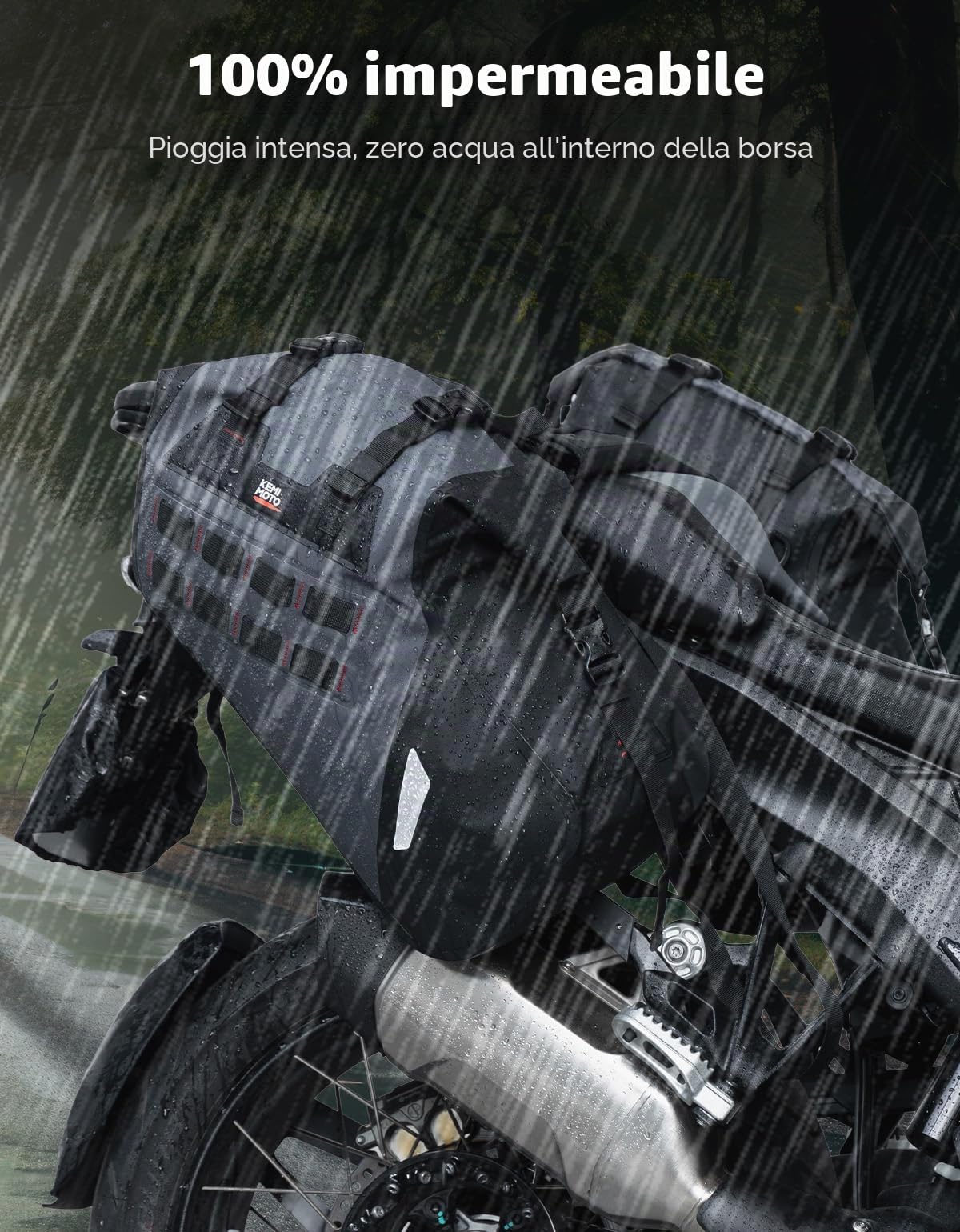 KEMIMOTO Borse Laterali Moto Impermeabili IPX6, Borsa Moto da Viaggio in PVC Morbido per Set 30L (15L x 2), Borse da Sella e da Coda Senza Supporto per Enduro Adventure e Motocicletta Dual Sport