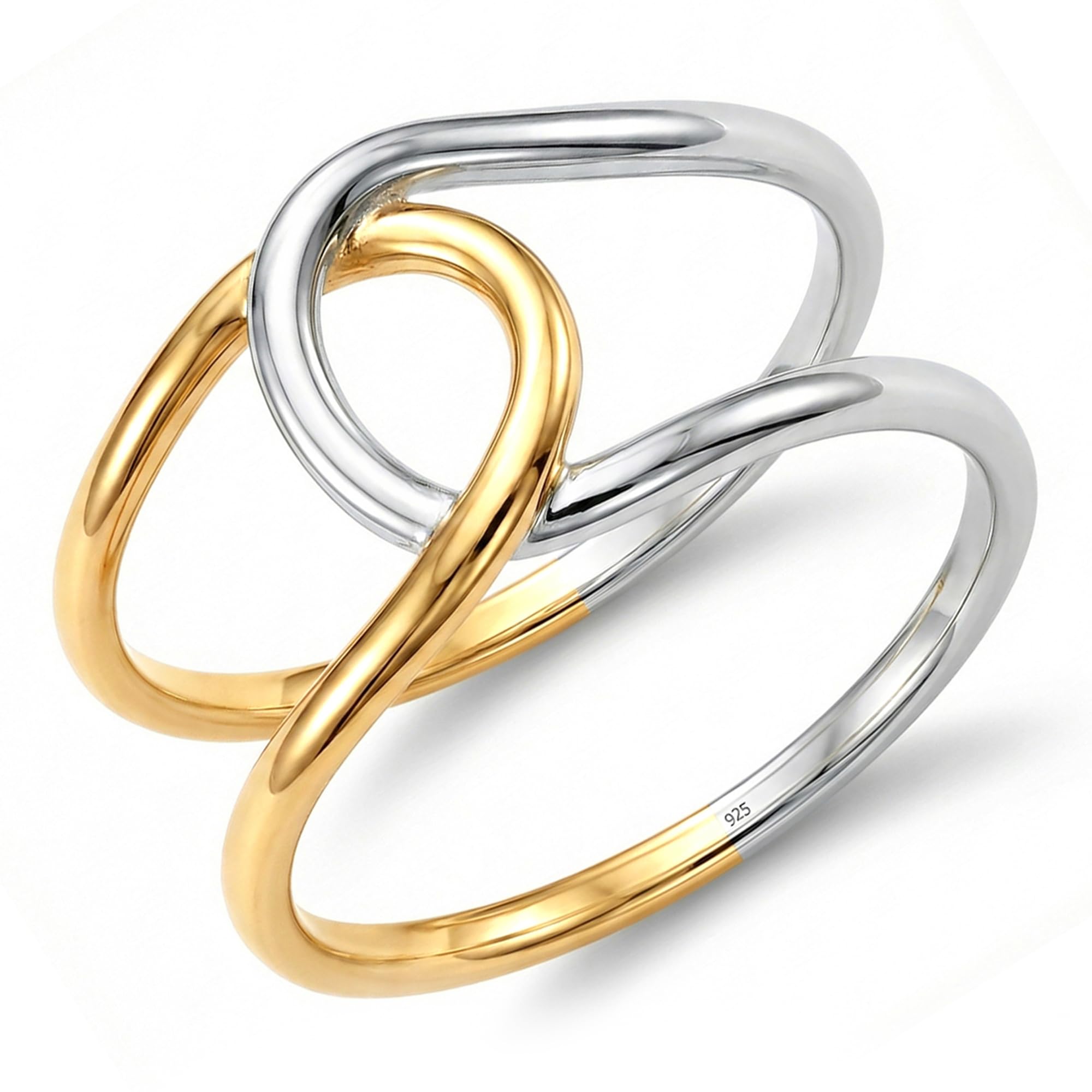 925 Sterling Silver Two Tone Flow Wrap Ring for Women-image-34