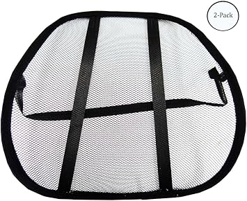 2 Pack Lumbar Region Back Supporter | Breathable Mesh | Ergonomic Curved Design | Size 17" x 17" 43.2 cm x 43.2 cm | Designed For Lifting & General Back Support