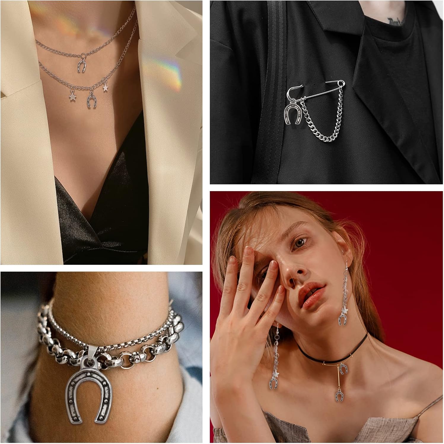SUNNYCLUE 1 Box 100Pcs Horseshoe Charms Horse Shoe Charm Bulk Tibetan Alloy Western Cowboy Love U Wedding Lucky Charm for Jewelry Making Charms Necklace Bracelet Earring Craft Women Beginners Adults image 5
