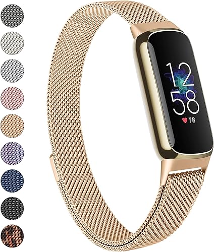 Meliya Correa de metal compatible con bandas Fitbit Luxe para mujeres y hombres, paquete de 2 correas de malla de acero inoxidable ajustables para