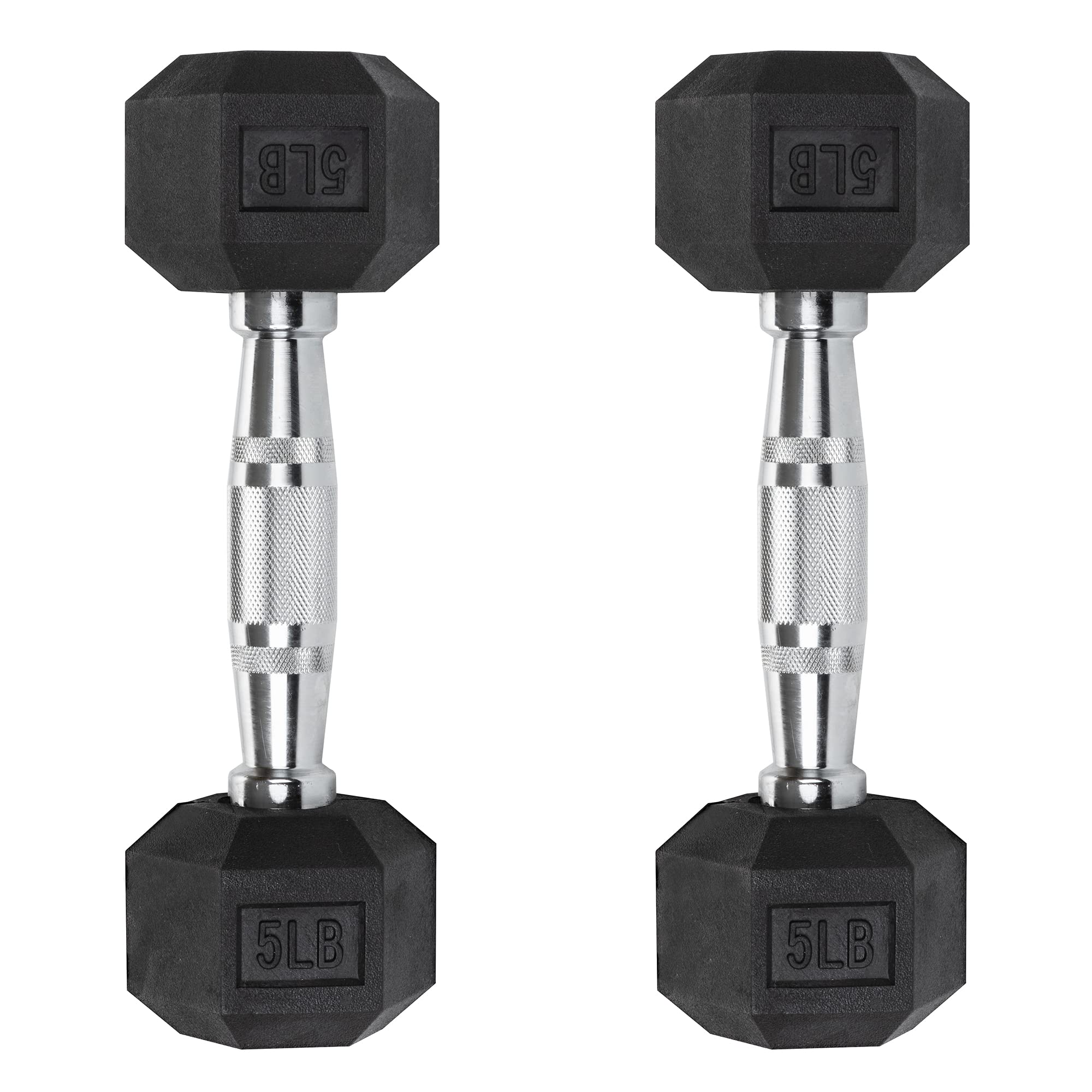 Iron Crush Hex Dumbbells - Heavy Duty PVC Coated Weights, Chrome-Plated Knurled Handles - Workout, Exercise, Lifting, Body Building Home Gym Training