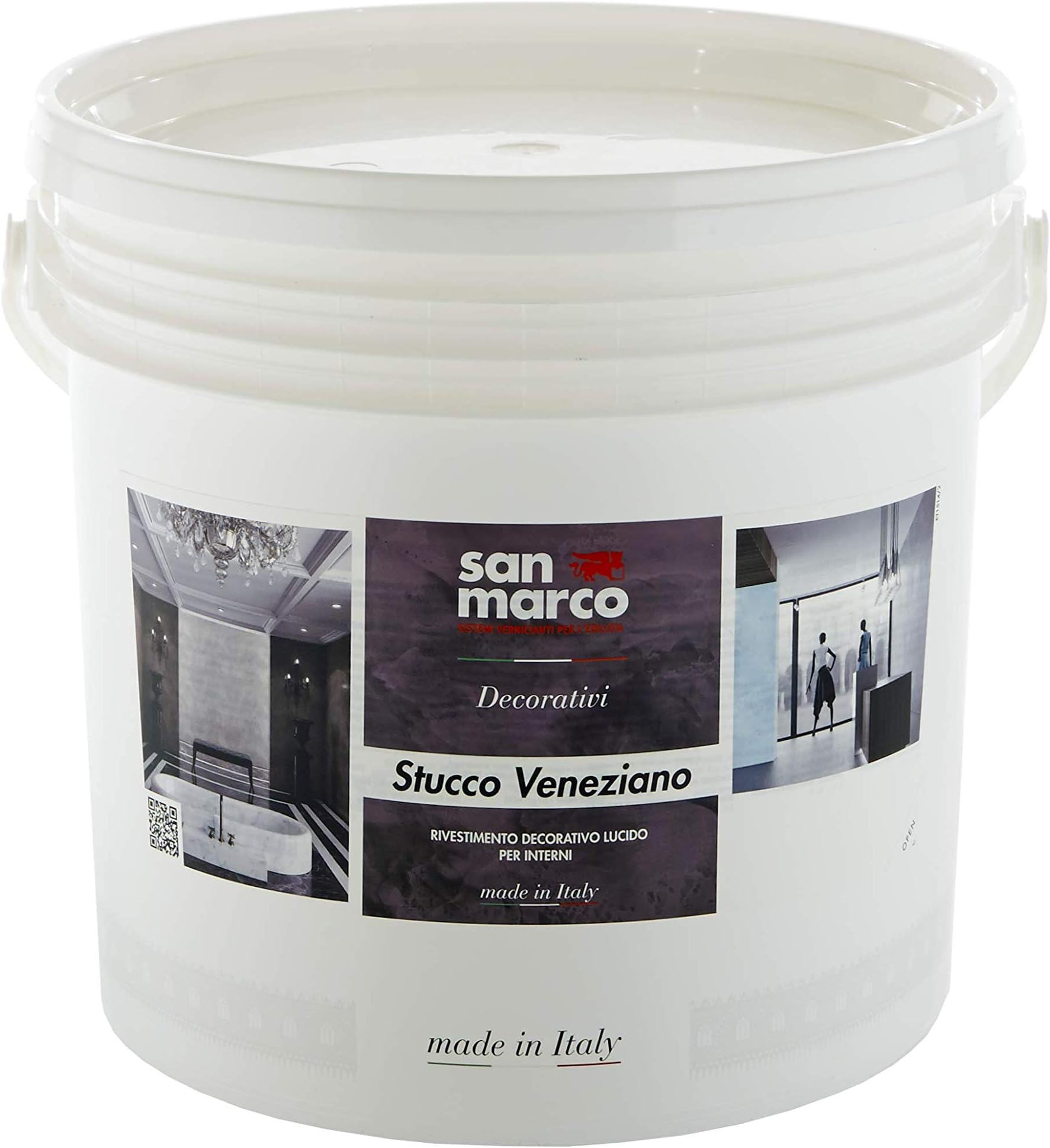 DECORA Stucco Veneziano Venetian Plaster | Polished Plaster for Indoor | Acrylic High Gloss Decorative Plaster by San Marco | White Base | 25 kg