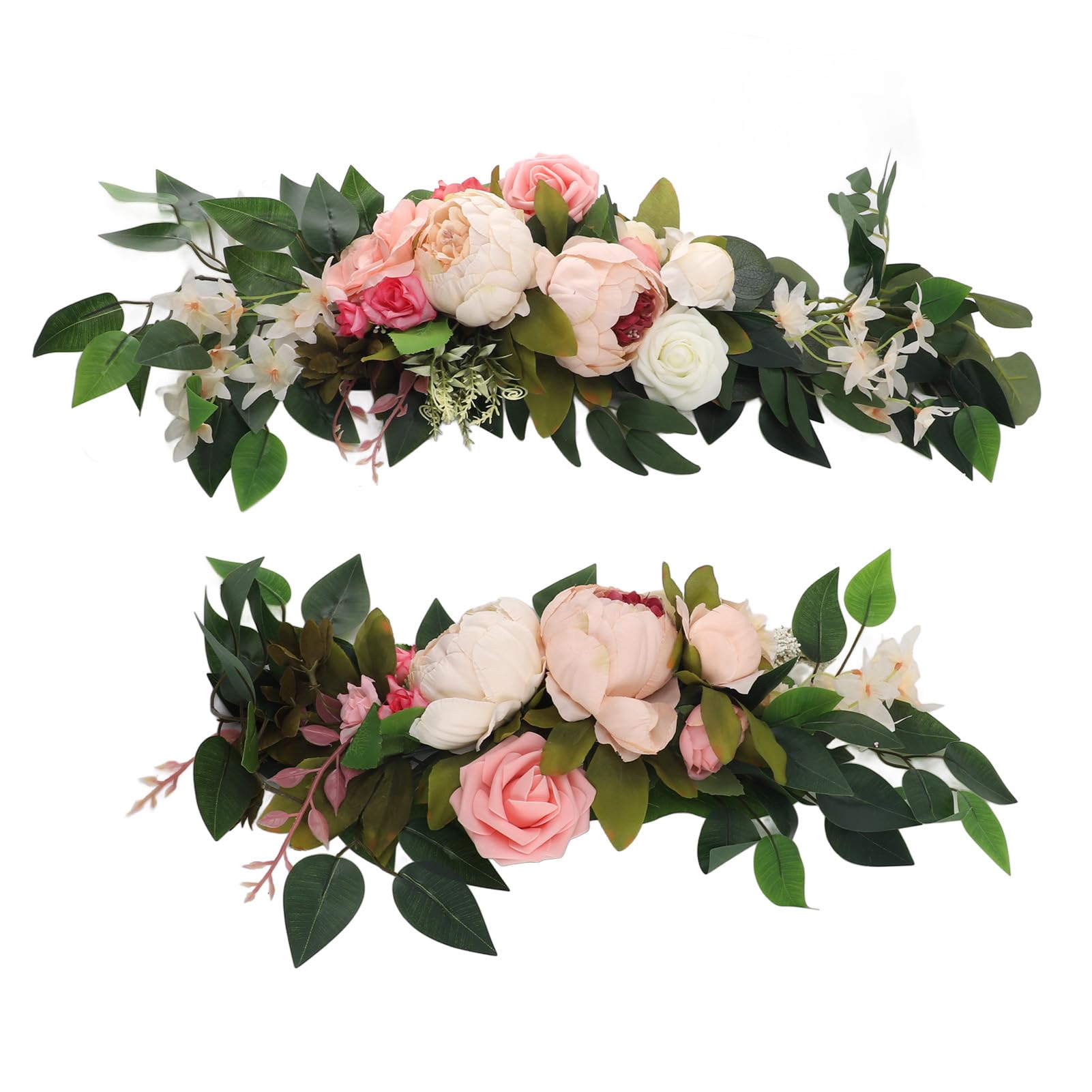 Jedwabne łuki ślubne z Kwiatami, 2 Sztuki (PINK)