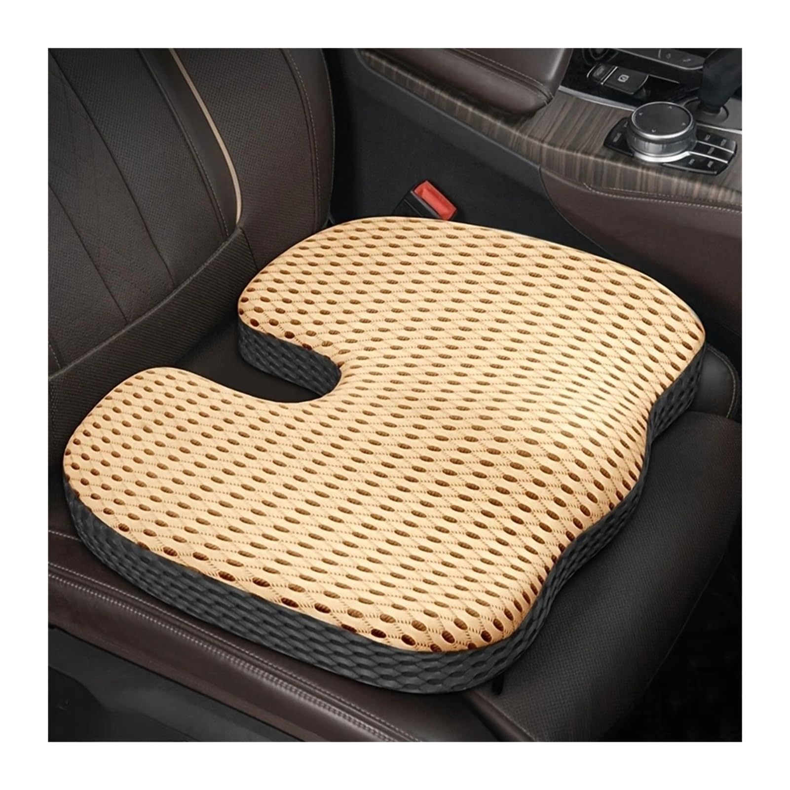 Hviyroi car seat cushion U-shaped memory cotton PP pad car seat cushion height increasing(Beige)
