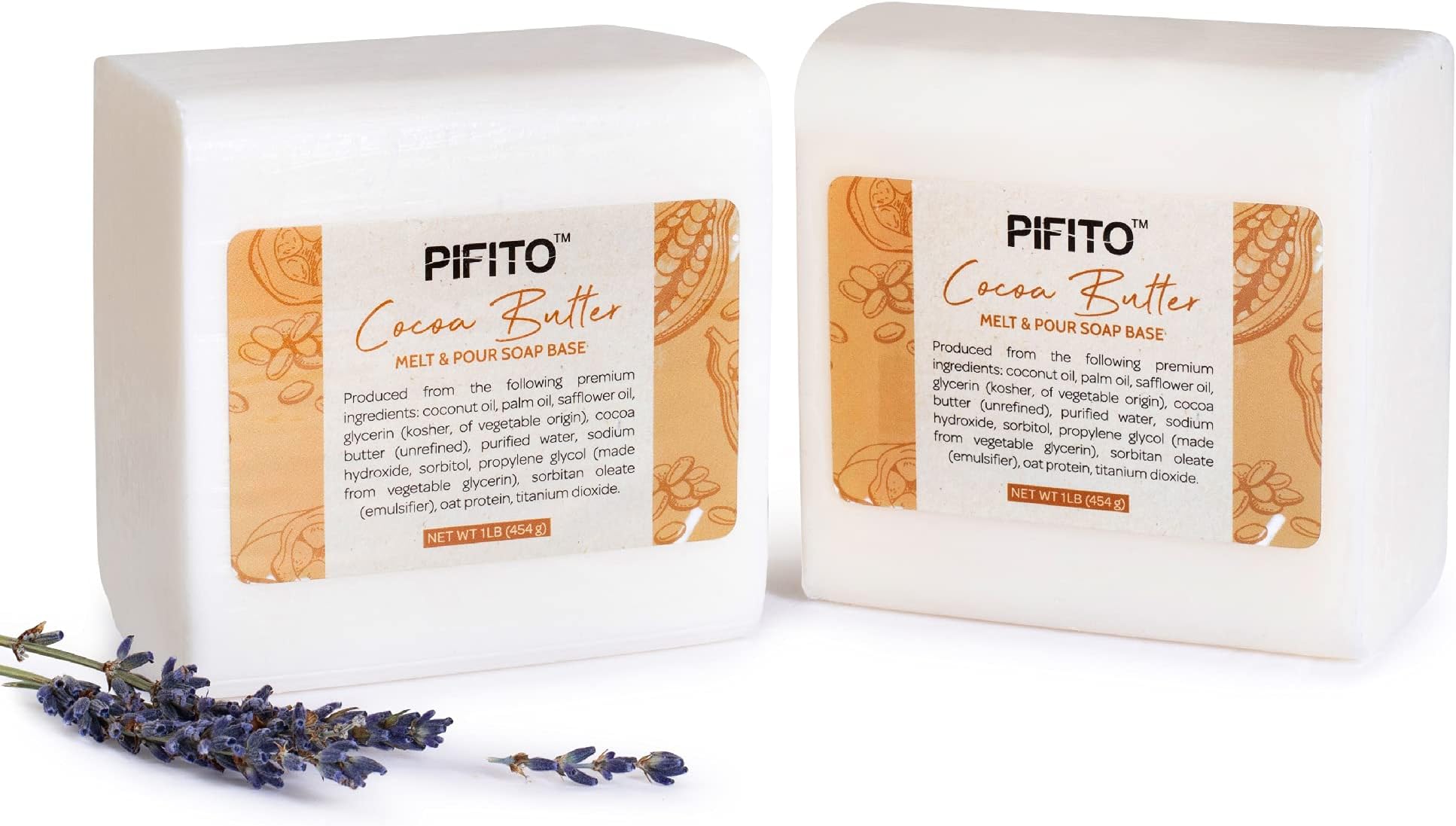 Pifito Cocoa Butter Melt and Pour Soap Base (2 lb) โ Premium 100% Natural Glycerin Soap Base โ Luxurious Soap Making Supplies