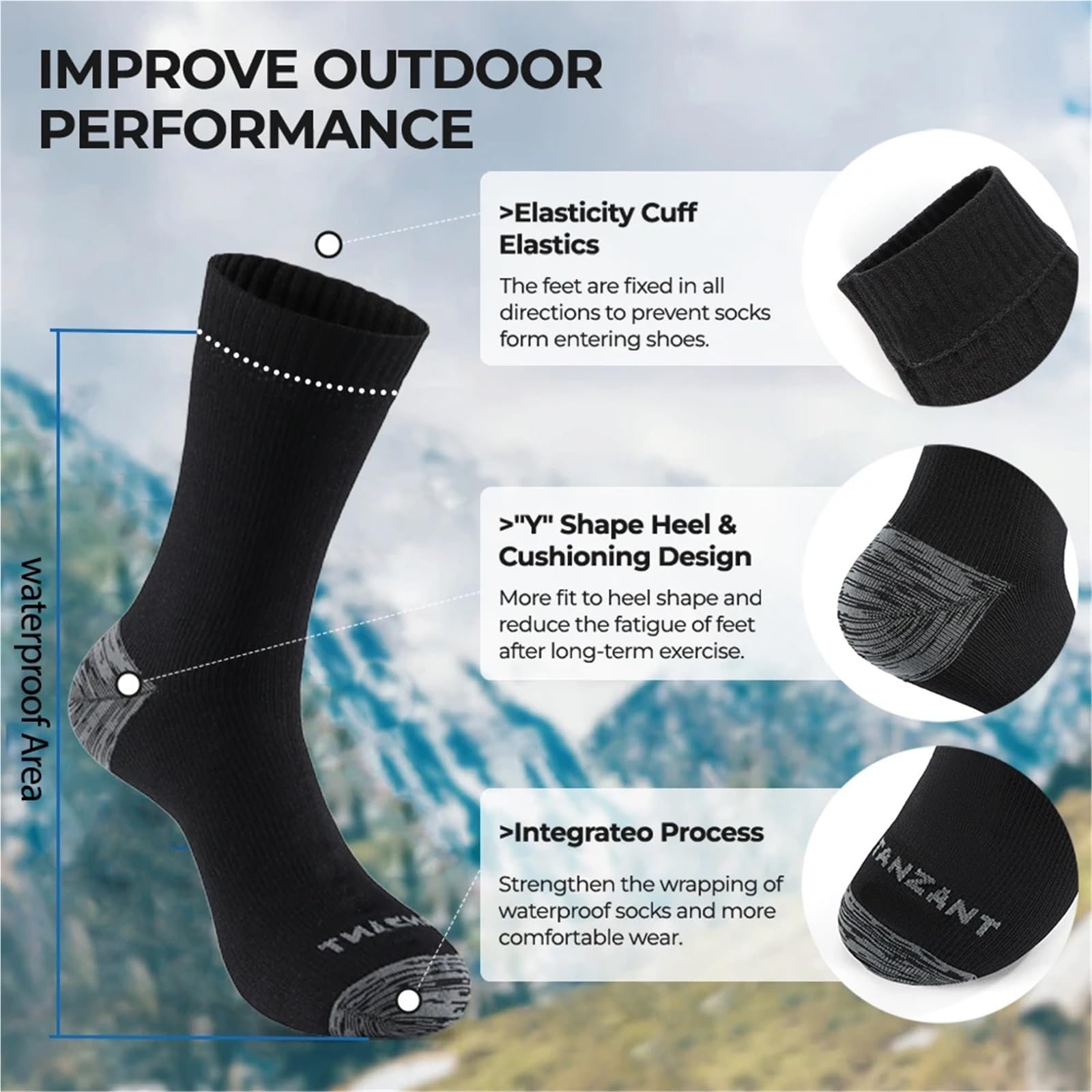 Wasserdichte Socken Männer Wasserdichte Socken Trekking Reiten Ski Radfahren Camping Angeln Wandern Sport Schnee Warme Thermo Winter Socke FüR Wie Laufen