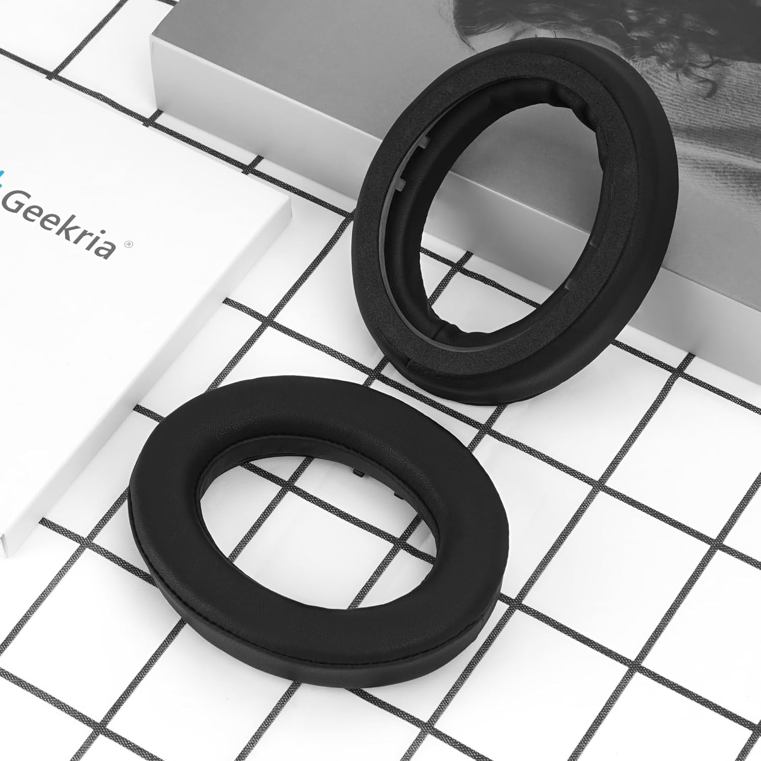 Geekria Elite Sheepskin Replacement Ear Pads for Sennheiser HD490Pro, HD490ProPlus Headphones, Ear Cushions (Black)