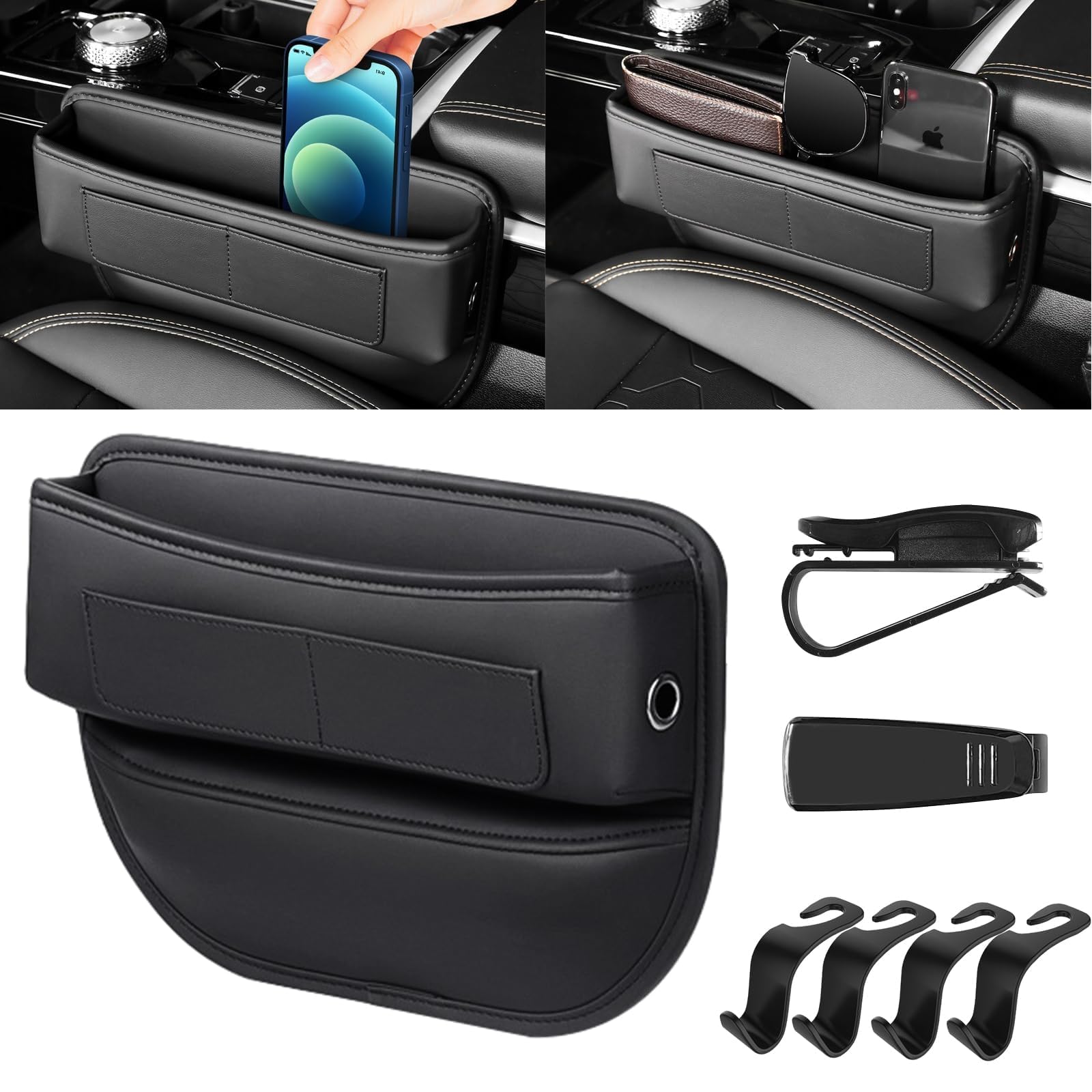 congumi Autostoel-gatenvulling, 2 stuks, universele spleetvulling, opbergdoos voor autostoelen, autostoelorganizer, autostoel, stoel-vuller voor auto, SUV, vrachtwagen (zwart congumi Autostoel-gatenvulling, 2 stuks, universele spleetvulling, opbergdoos voor autostoelen, autostoelorganizer, autostoel, stoel-vuller voor auto, SUV, vrachtwagen (zwart