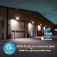 Vista 2 de Lightdot Paquete de 8 luces LED de pared de 150 W, 100-277 V, fotocélula del atardecer al amanecer, 22500 lm (150 Lm/W) 5000 K IP65 para montaje