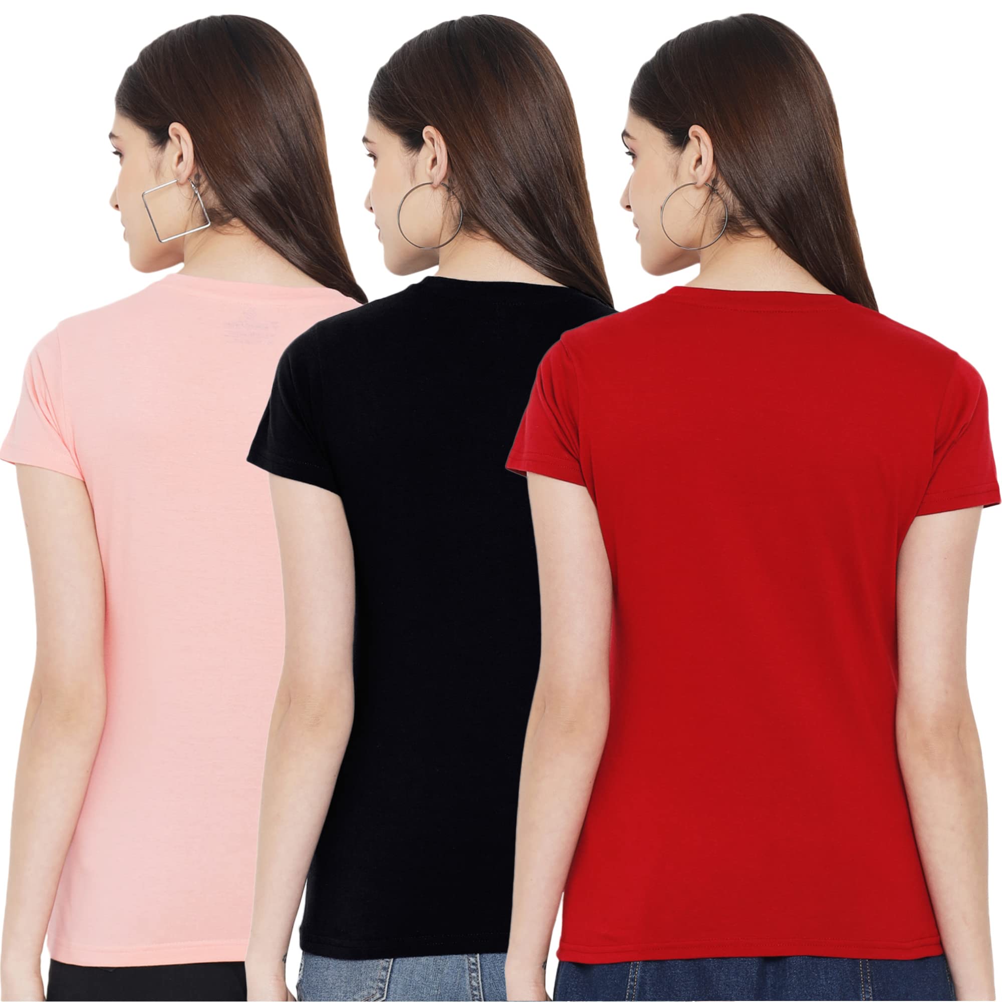 Preneum Maglietta casual da donna a maniche corte in cotone || alla moda e stili (confezione da 3)