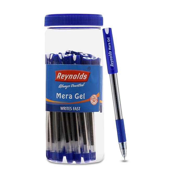 Reynolds MERA GEL 30 CT JAR, BLUE | Gel Pen Set With Comfortable Grip | Pens For Writing | School and Office Stationery | Pens For Students | 0.5 mm Tip Size at Rs. 160