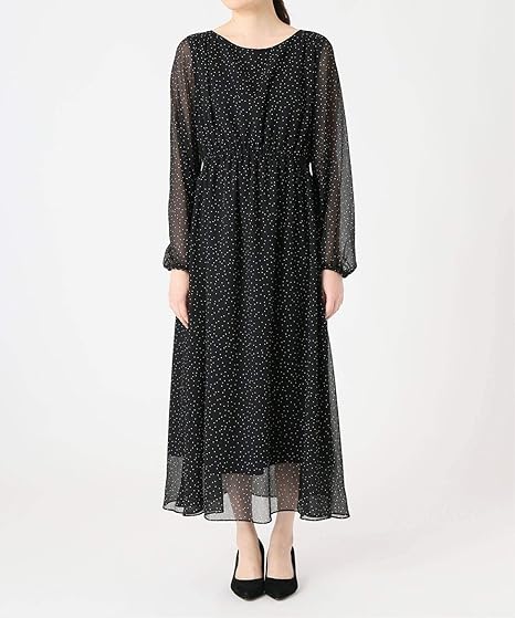 Amazon Co Jp スローブイエナ ドット楊柳ワンピース フリー ブラック 服 ファッション小物