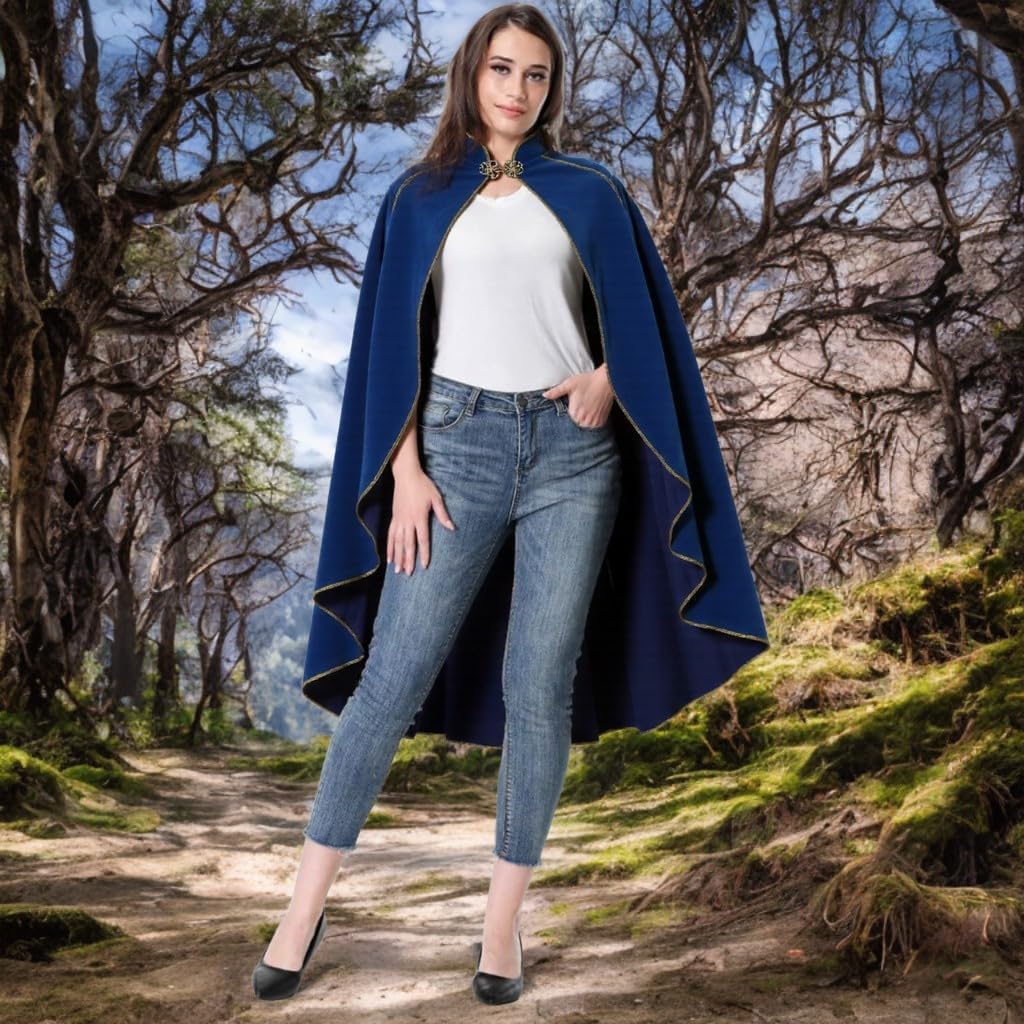 Women's Medieval Cloak Renaissance Velvet Cape with Stand-Up Collar Queen Princess Costume Halloween Christmas - Image 7