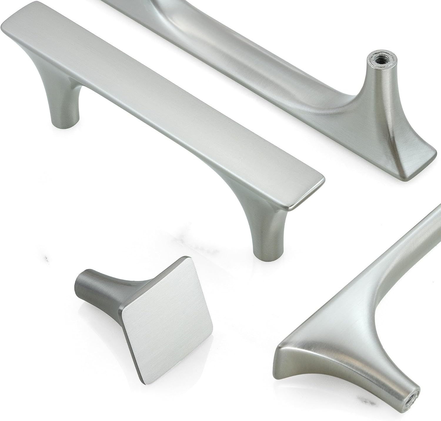 HESTIA HARDWARE 10 Pack Cabinet Handles | 3-3/4 Inch Satin Nickel Pulls, Modern Kitchen & Dresser Handles (Z15.96mm.10.S)