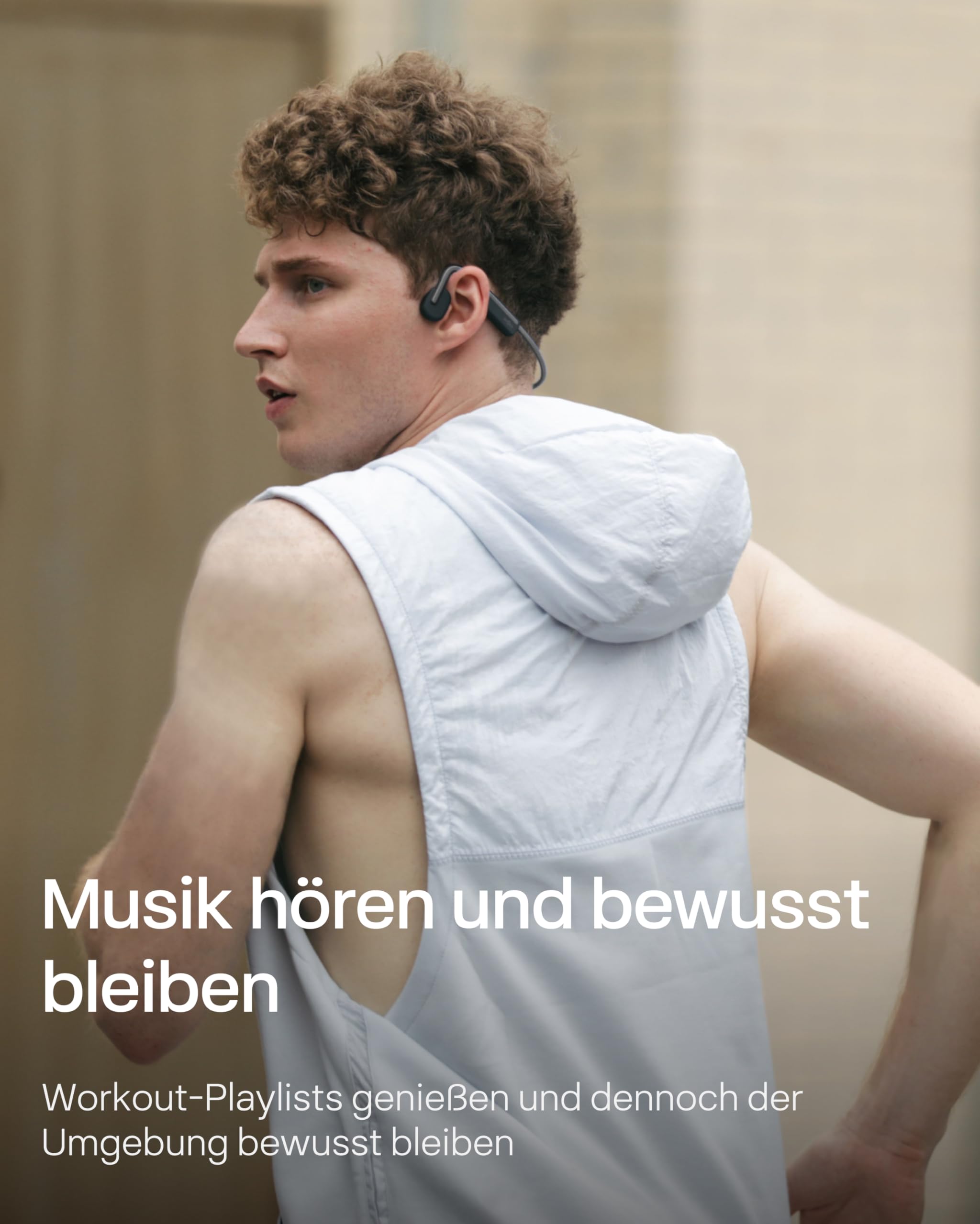 SHOKZ OpenMove Knochenleitungs-Kopfhörer, Open-Ear Wireless Bluetooth 5.1 Kopfhörer mit klarem Sound, 6 Stunden Akkulaufzeit, leicht 29g, schweißfest IP55, Umgebung hören, für Lauf-Workouts, Grau