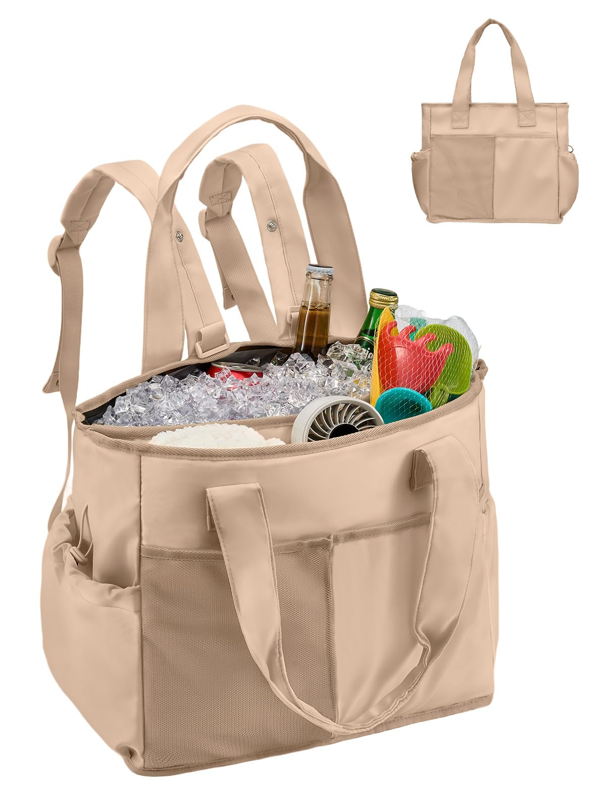 Odoland Kühltasche 26L Faltbar, Auslaufsicher Isoliertasche mit Kühlfach & Staufach, 2 in 1 Wasserdicht Picknicktasche mit Mehreren Taschen für Einkauf, Picknick, Arbeit, Strand