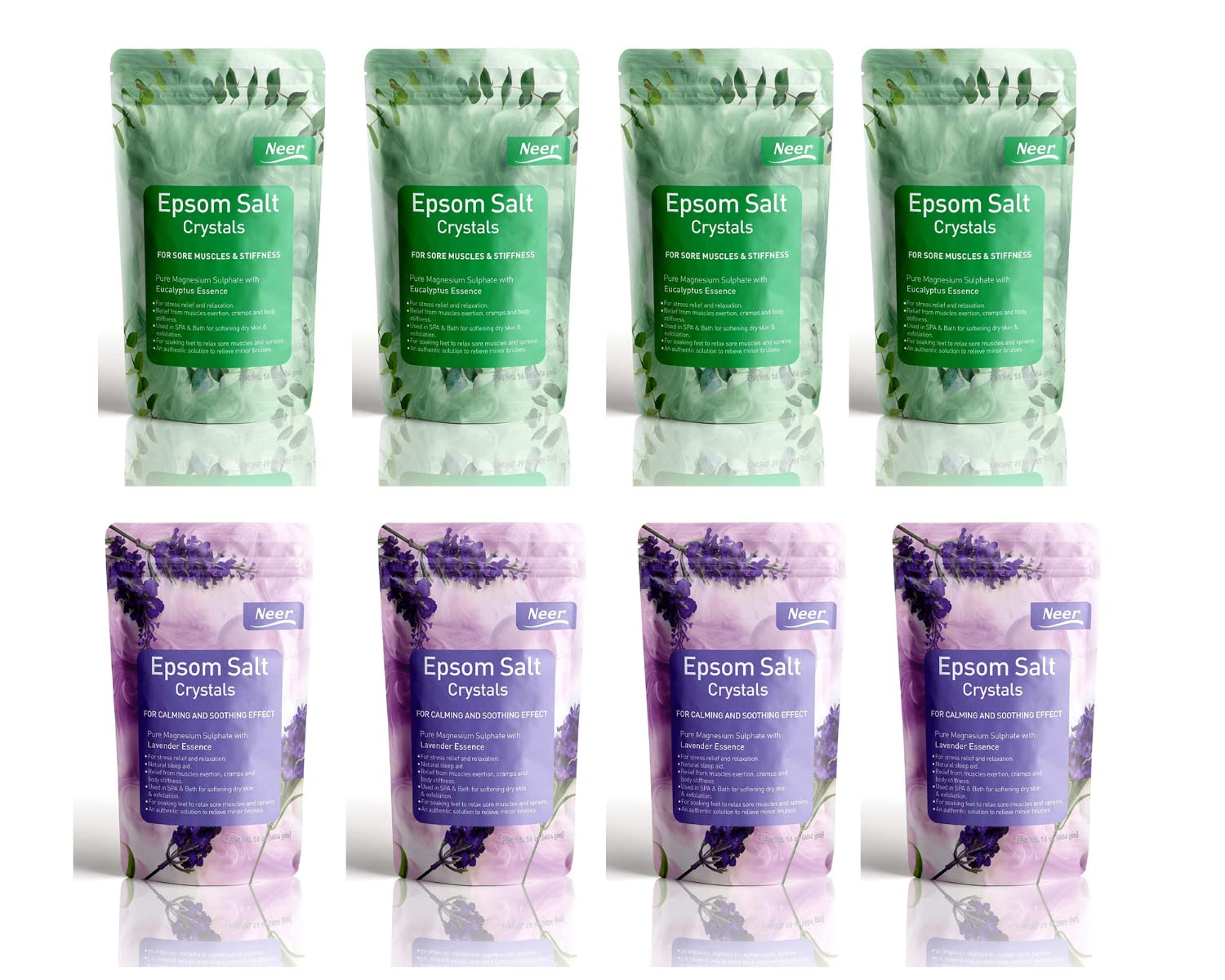 Neer Epsom Salt for relief to sore muscles Exfoliate Your Skin Relieve Sprains and Stings pack of 8 bath salts-image-6