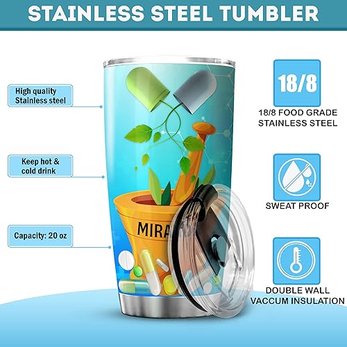 Miniatura 7 de ZOXIX Vaso personalizado con aislamiento para farmacéuticos con nombre, 20 onzas, regalos para técnicos de farmacia, regalos para compañeros de