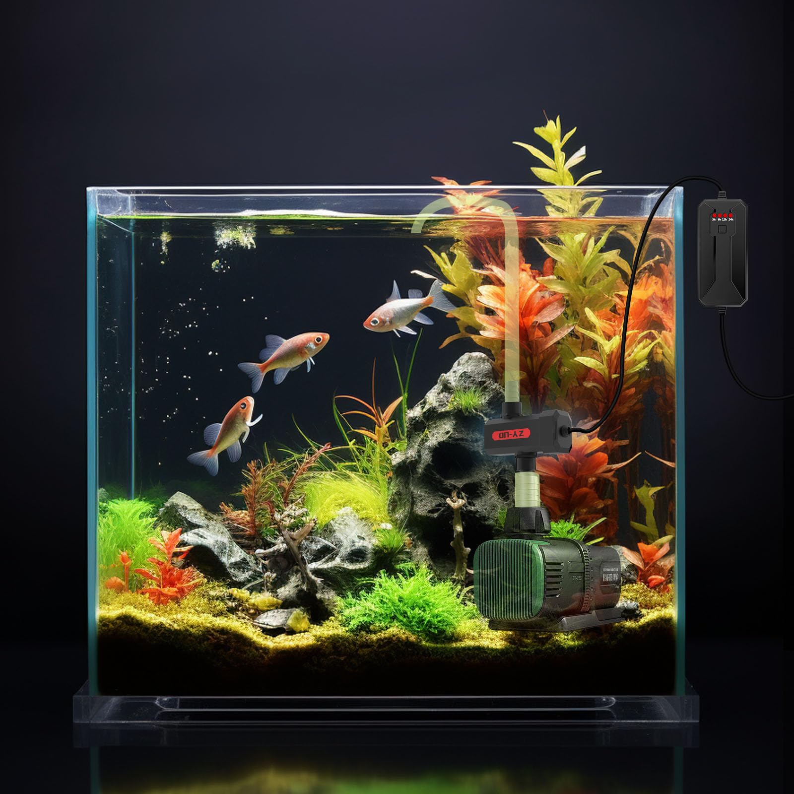 Aquarium Clean Light, Aquarium Filter Water Pump,Mini 3.5W Water Clean for Aquarium Filter with Timing Function,External Fish Tank Water Purification Lamp for Pond,Swimming Pool,Indoor