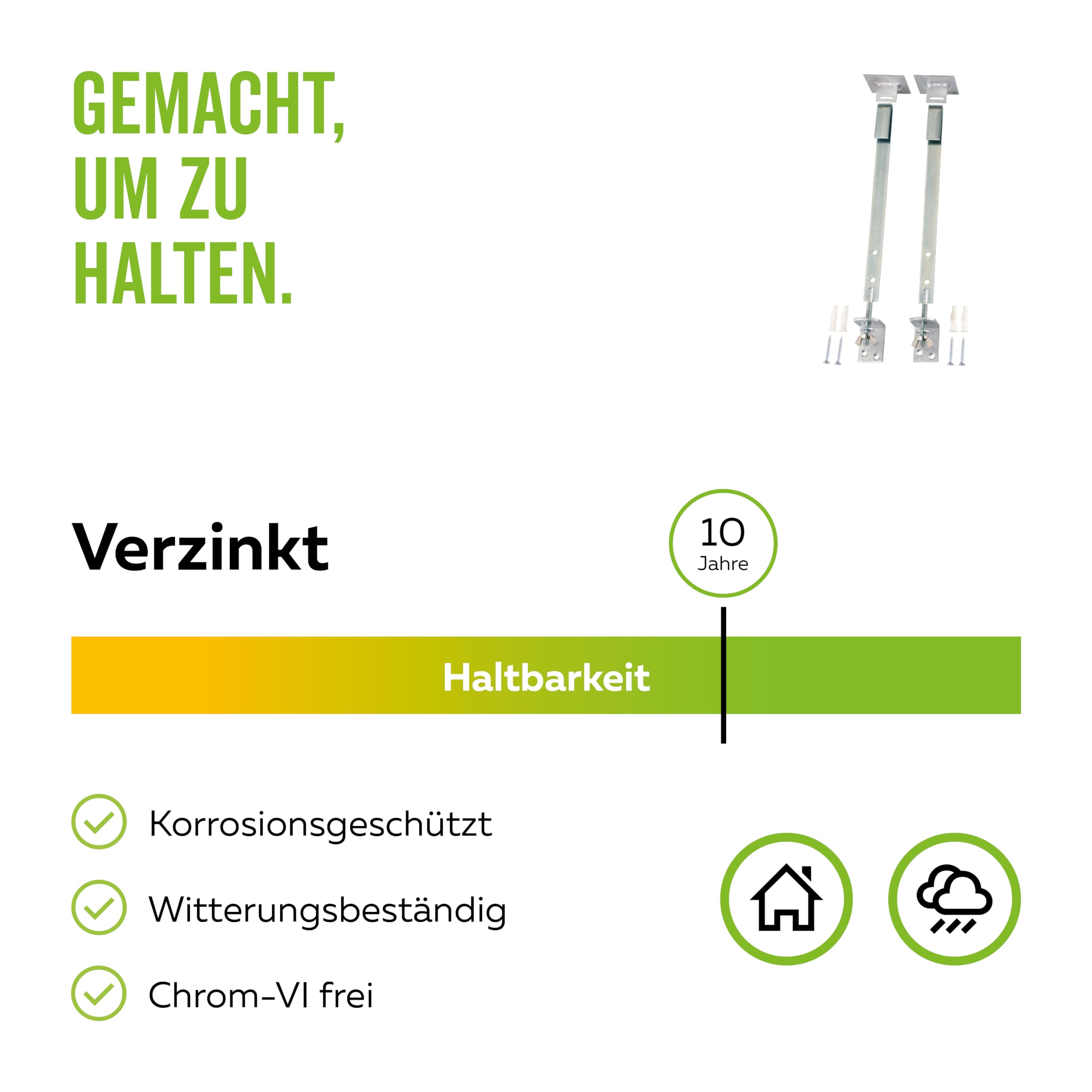 Alberts 857127 Gitterrostsicherung | verzinkt | Flacheisen 19 x 2,5 mm | Länge 370 mm | 6er Set