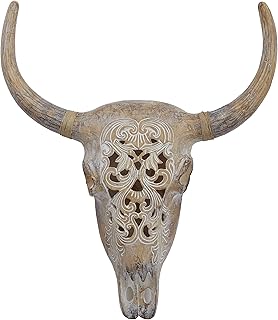 Deco 79 Resin Bull Skull Wall Decor, 20
