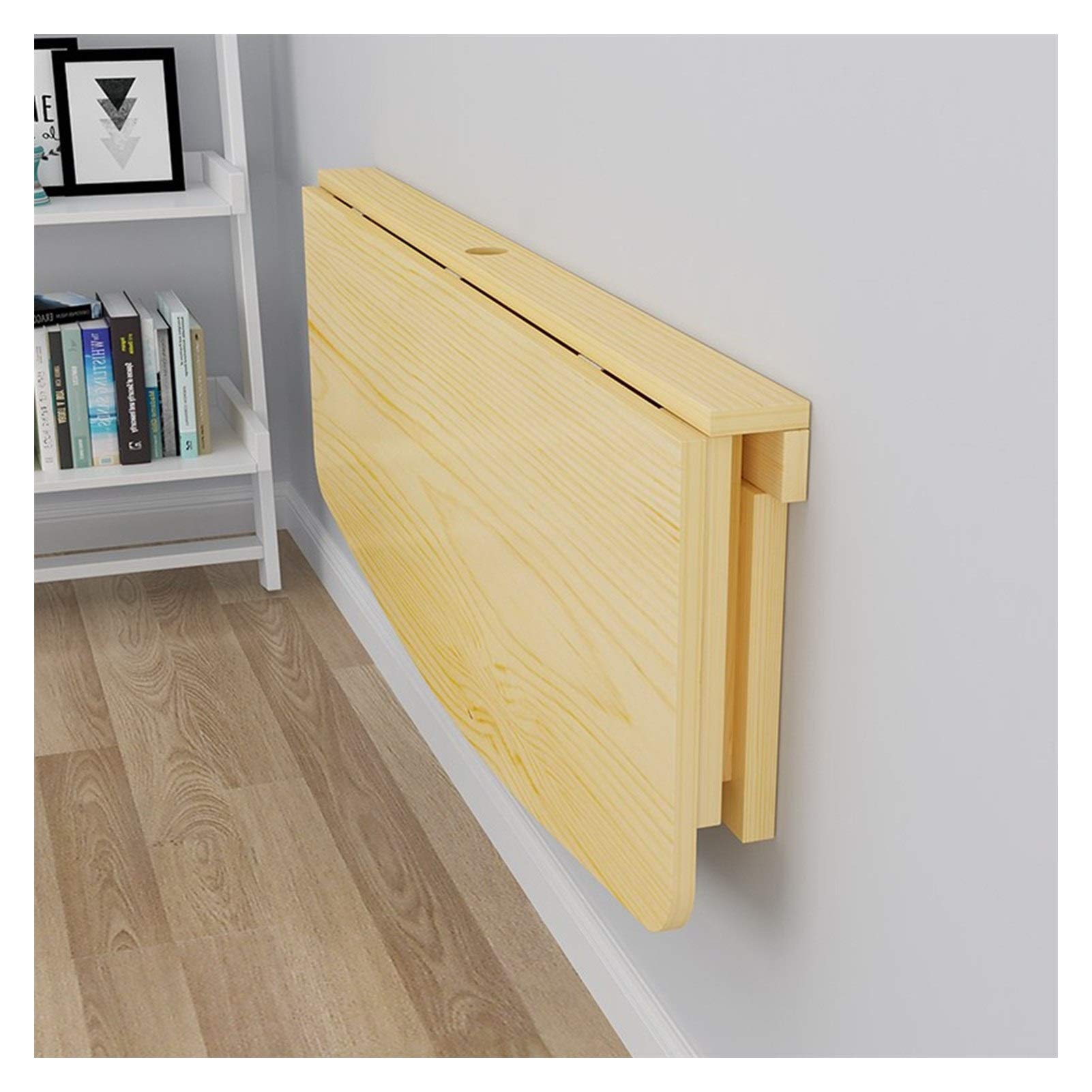 WZLL Wall Mounted Floating Folding Table, Pine Multifunction Wall Work Bench Foldable Children Table Desk, Space Saving (Color : Wood, Size : LxW/120x40cm)