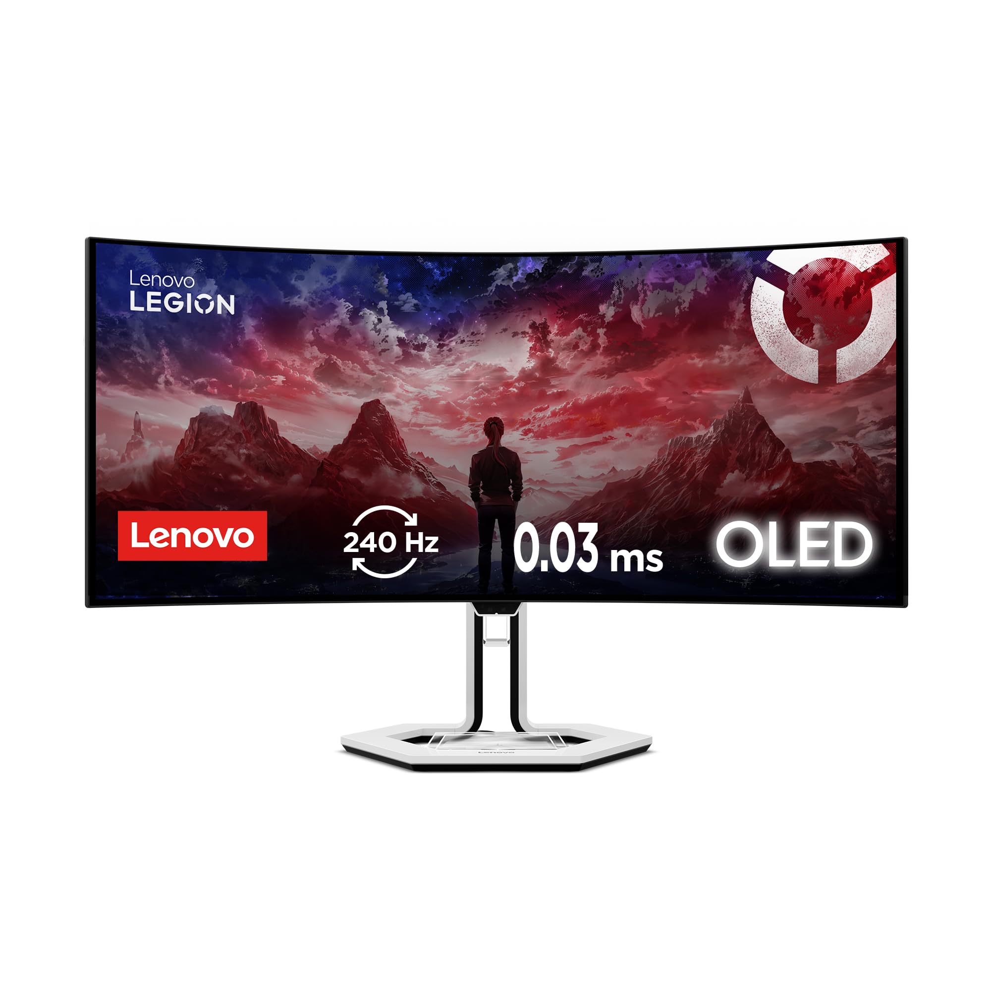 Lenovo Legion Pro 34wd-10  | 34" WQHD OLED Gaming Monitor | 240 Hz | 0.03ms | Gaming | 3440x1440 | 2K Auflösung | Curved | HDMI 2.1 | DisplayPort | Höhenverstellbar | AMD FreeSync Premium | Schwarz-Weiss