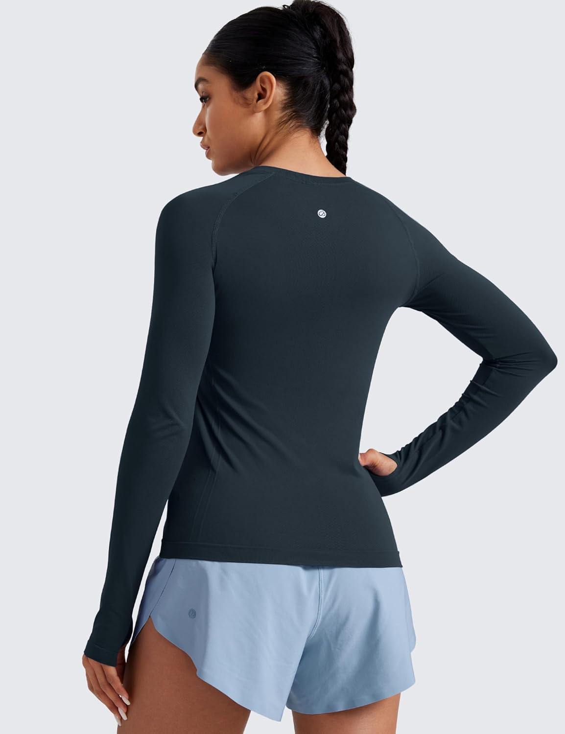 CRZ YOGA Seamless Long Sleeve Shirts for Women Hip Length - Workout Athletic Running Gym Yoga Tops Breathable Crewneck Tshirt - Image 2