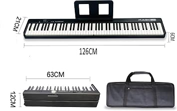 88 Key Foldable Electronic solid Piano can be folded in 180,more portable. True and Pure Grand Piano Sound Source by France DREAM, Foot Pedal/Power adapter/Delicate Handbag (Black)