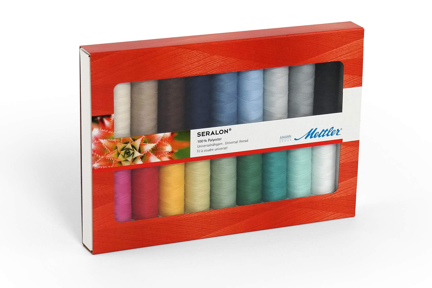 Mettler SERALON 18 Piece Kit Sewing Thread Set: Universal Thread for Sewing or Embroidery - 100% Polyester - SE18 Kit - 200m Per Roll