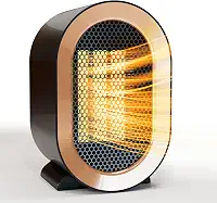 Aquecedor de ambiente portátil elétrico interno, aquecedor de mesa pessoal de 1200 W, cerâmica de aquecimento silencioso rápido para uso em salas grandes, quarto e escritório (preto)