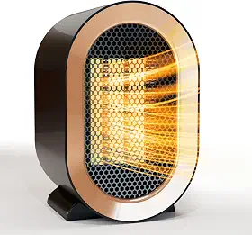 Aquecedor de ambiente portátil elétrico interno, aquecedor de mesa pessoal de 1200 W, cerâmica de aquecimento silencioso rápido para uso em salas grandes, quarto e escritório (preto)