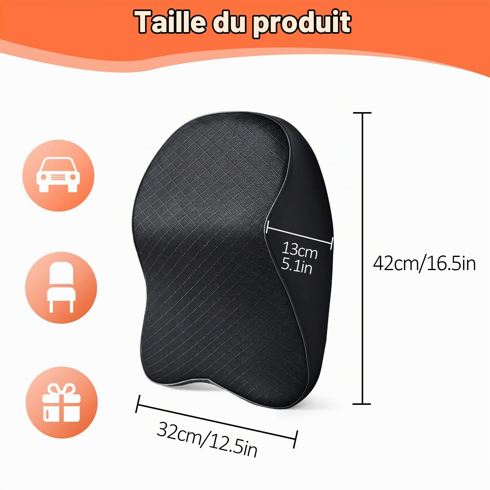 ZATOOTO Coussin Cervicales Voiture，Mousse à Mémoire de Forme, Respirant | Noir, Housse Respirante Lavable, Soutien Tête-Épaules-Cou, Réduit la Fatigue, Appuie Tete pour Repos & Longs Trajets