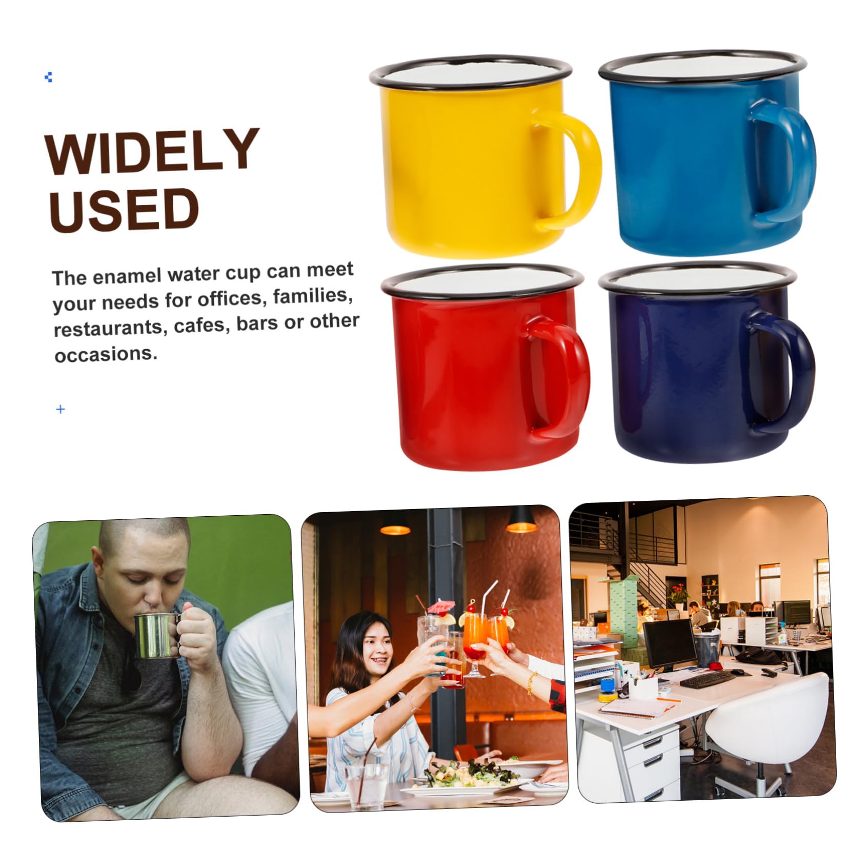 Yardwe 4stücke Emaillebecher mit Retro Campingbechern Emaille Wasserbecher Kaffeebecher für Zuhause und Büro