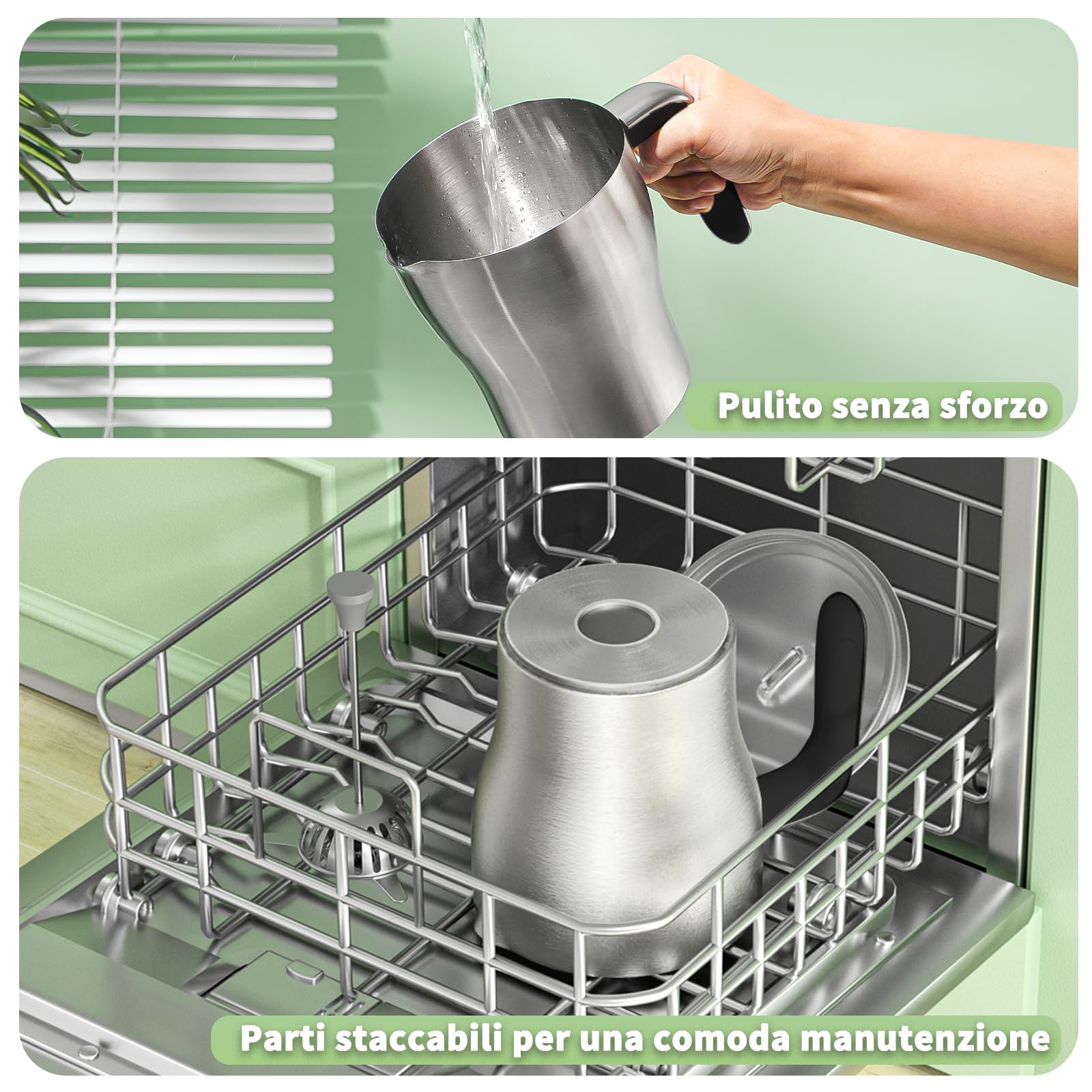 Maestri House Montalatte Elettrico per Latte 600ml con Temperatura Variabile e Forza della Schiuma, Controllo Touch Smart, per Cappuccino, Cioccolata Calda e Latte,DualFro 600