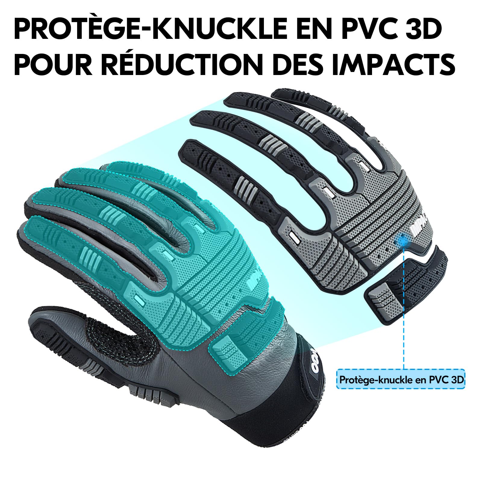 Vgo... Gants mécanicien en cuir homme anti-vibration et impact(CA7722WR,S) | Gris,cuir de vachette déperlant,anti-vibration,très abrasif,écran tactile,industriel,automobile,heavy duty mécanicien