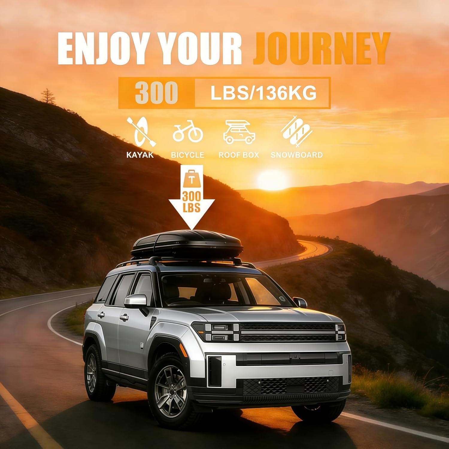 SYDSZ Roof Rack Cross Bars 300lb Compatible with Hyundai Santa Fe MX5 2024 2025 2026 with Raised Side Rails, Heavy Duty Anti-Theft Aluminum Roof Rails Crossbars Rooftop Luggage Racks Carrier