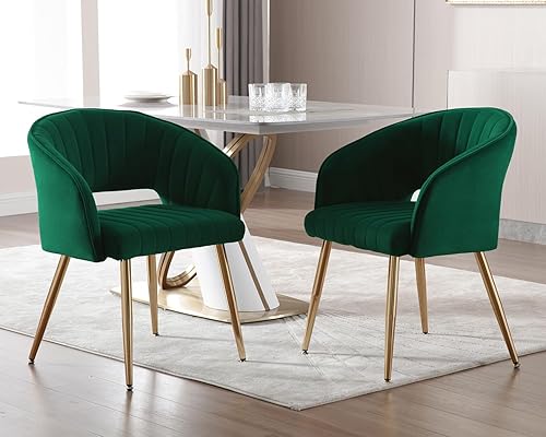 Miniatura 4 de KCC Silla de escritorio moderna de terciopelo, sillón tapizado, sillas de comedor, sillas de tocador copetudas, sillas laterales con patas de metal