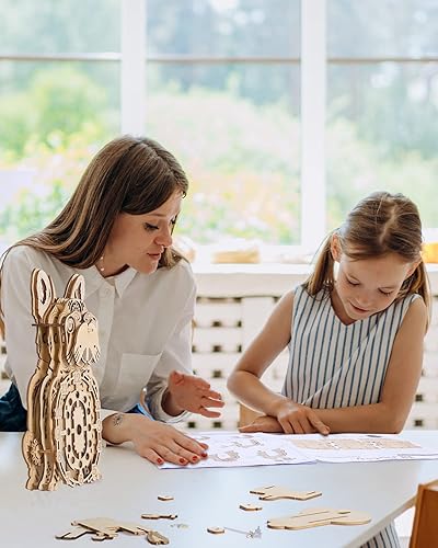 Miniatura 2 de Rompecabezas 3D de madera para adultos modelo de reloj de bulldog mecánico - Kits de reloj de madera con temática navideña para construir con