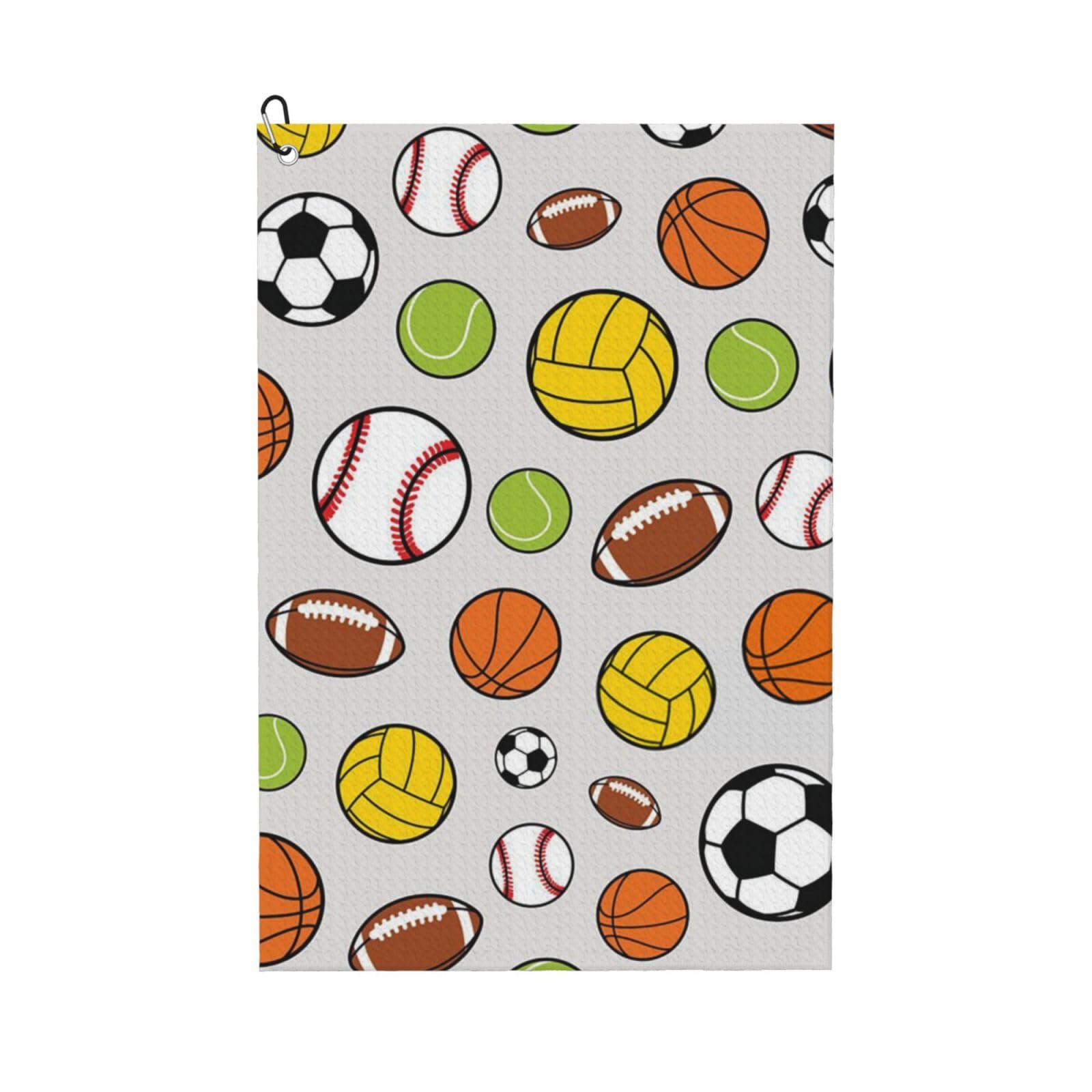 Hnnkloy Soccer Baseball Ball, 16x24 in Portable Waffle Golf Towels with Carabiner Clip for Golf Bag
