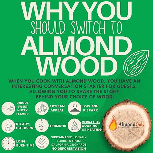 Miniatura 6 de Trozos de madera de almendra para ahumar de 3 a 4 pulgadas, 100% tostados, trozos de barbacoa premium para ahumar y asar a la parrilla, perfectos