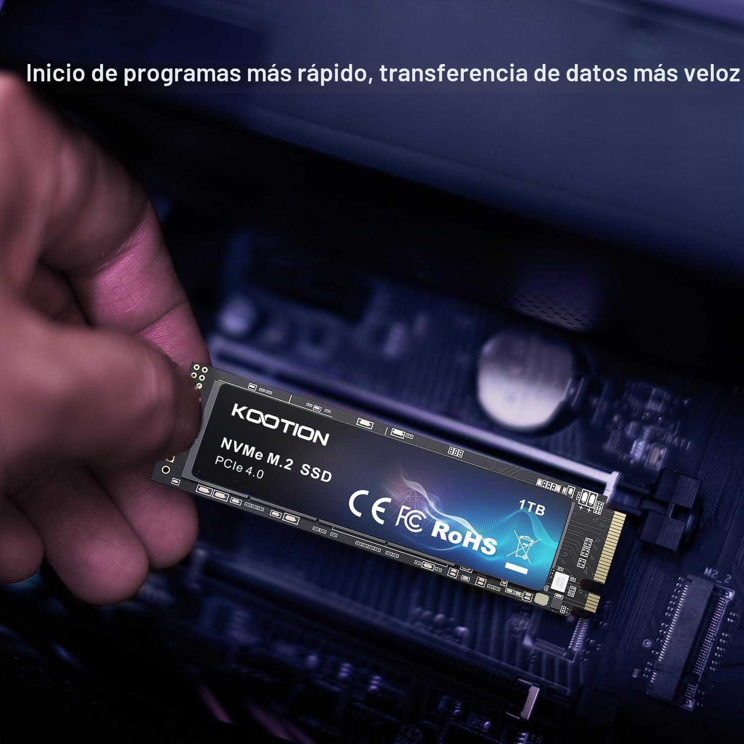 KOOTION SSD M.2 PCIe Gen4 NVMe 512GB Internal de Alto Rendimiento de hasta 5000MB/s Compatible con PC Portátiles y de Sobremesa-Negro