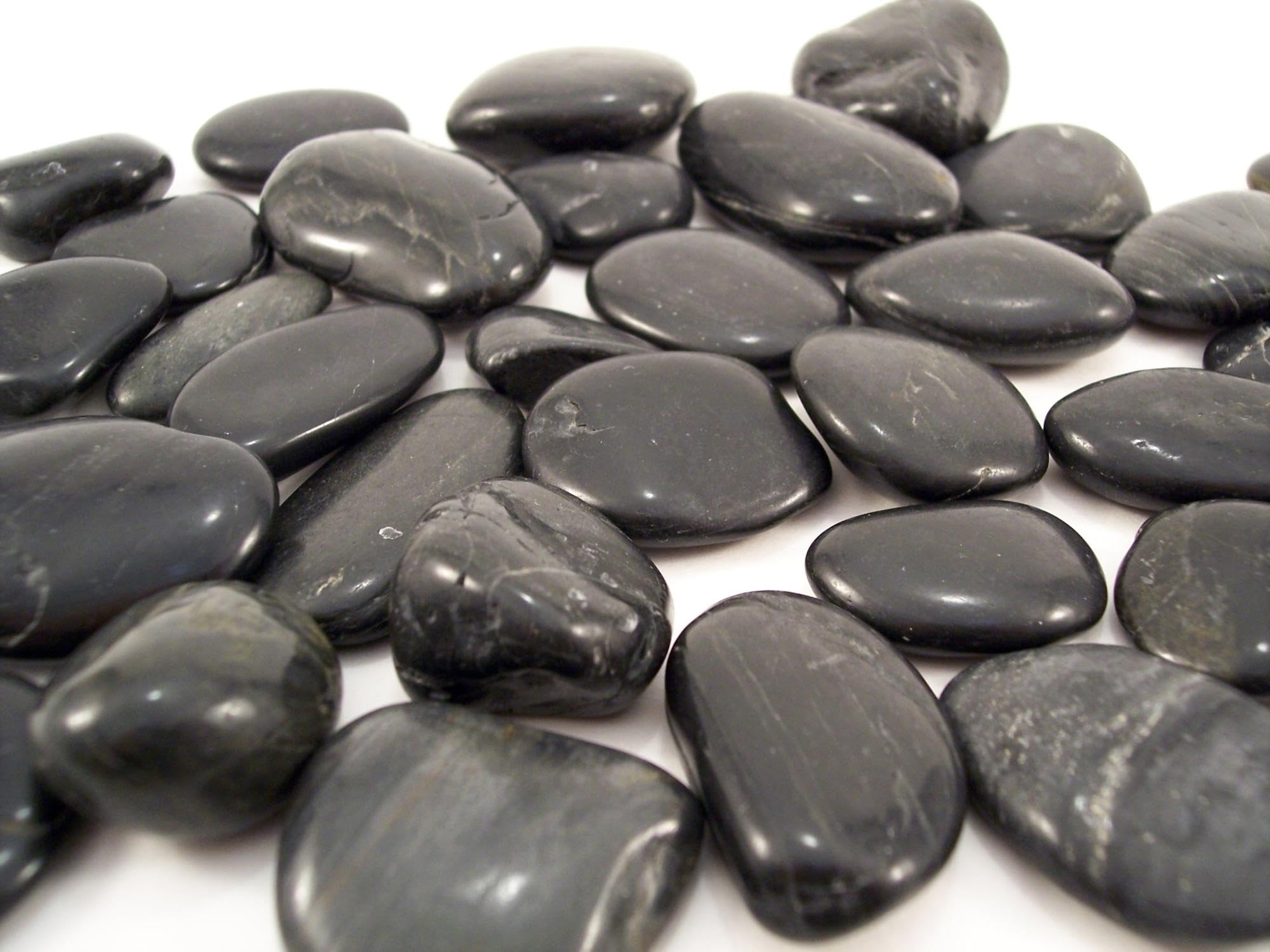Bolsa de 8 kg de Piedras negras para decoracion de jardines exteriores o interiores, Tamaño medianao (40/80) resistentes a la humedad y al sol. (8 kG)
