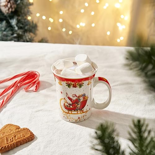 Vista 12 de Taza festiva de muñeco de nieve de Navidad, apta para microondas y lavavajillas, tazas navideñas de 10.5 onzas para café, chocolate caliente, ponche