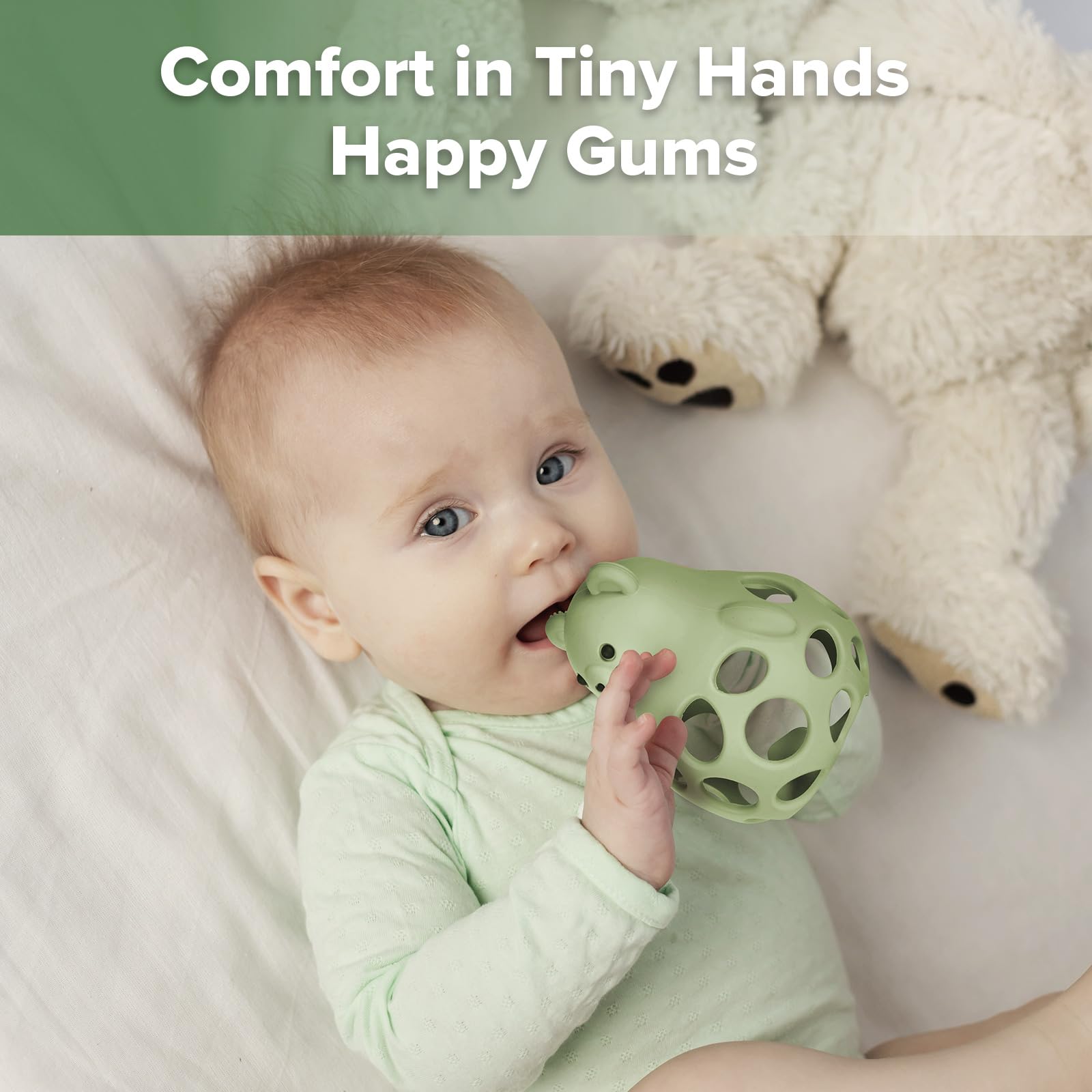 haakaa 3-in-1 Baby Teethers – Soothing Silicone Teether, Sensory Play Ball & Easy-Grip Toy for Fine Motor Skills – Food-Grade, Freezable & Easy to Clean – Ideal for Teething Relief & Development